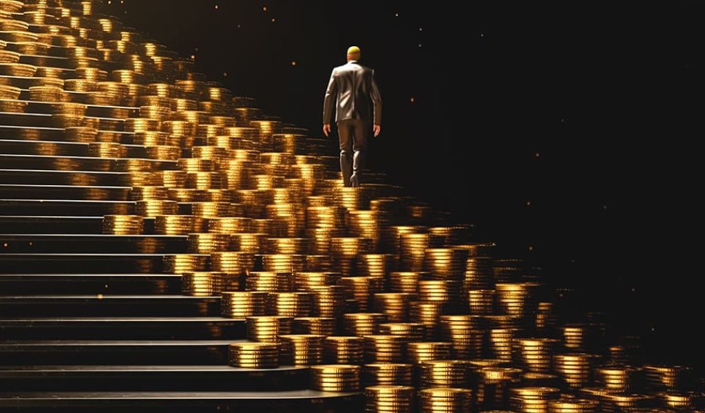 man-gold-coins-steps-made-money-generative-ai